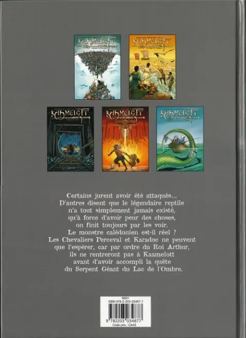 Verso de l'album Kaamelott Tome 5 Le serpent géant du lac de l'ombre