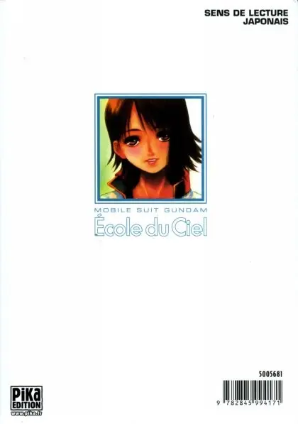 Verso de l'album Mobile Suit Gundam : L'école du ciel 1