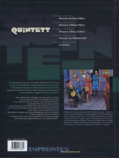 Verso de l'album Quintett Tome 4 Quatrième mouvement : Histoire de Nafsika Vasli