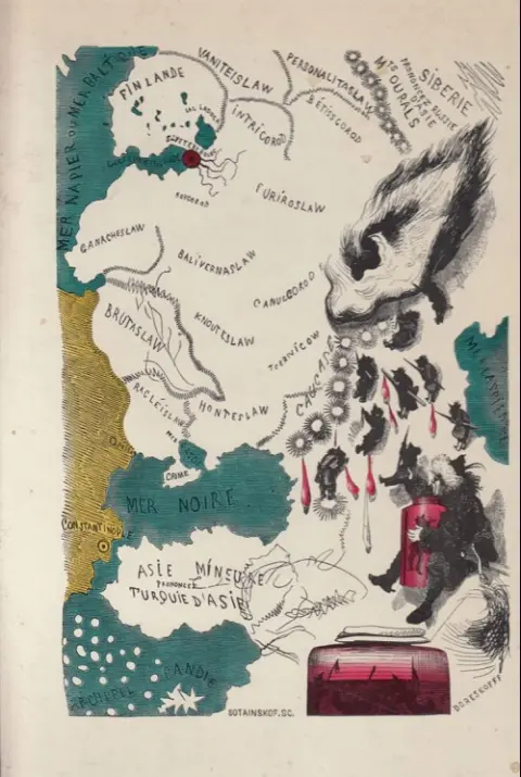 Verso de l'album Les Russes Histoire dramatique, pittoresque et caricaturale de la sainte Russie