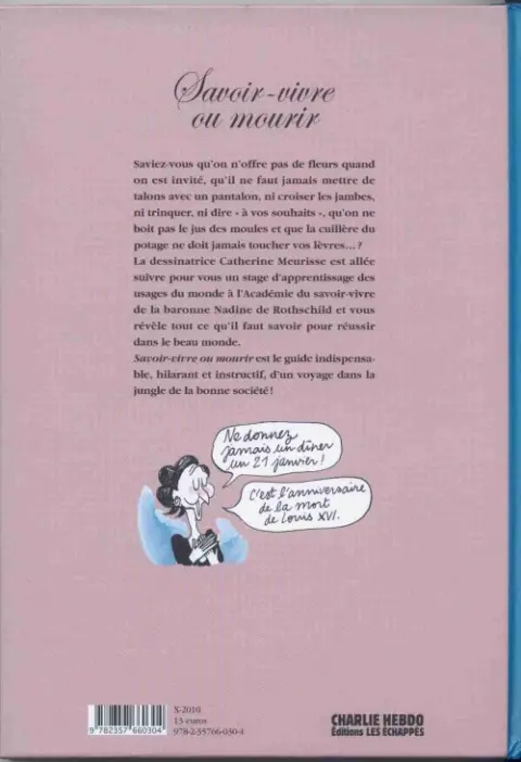 Verso de l'album Savoir-vivre ou mourir Comment devenir une femme du monde en 24h