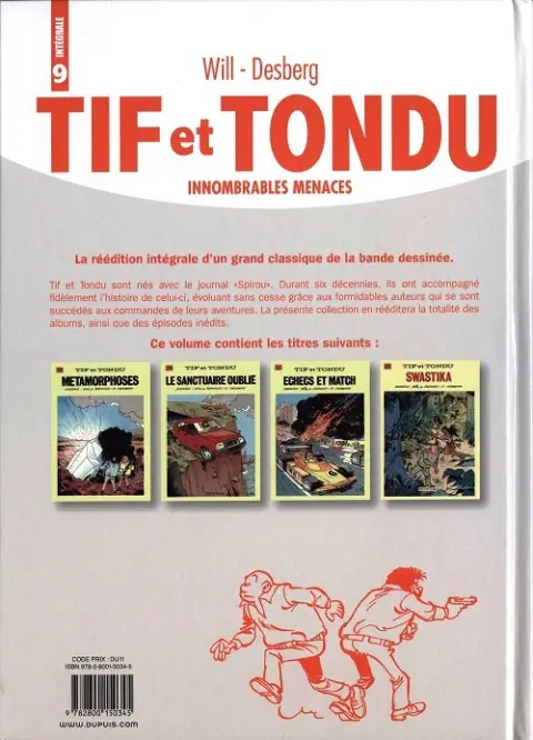 Verso de l'album Tif et Tondu Intégrale Tome 9 Innombrables menaces