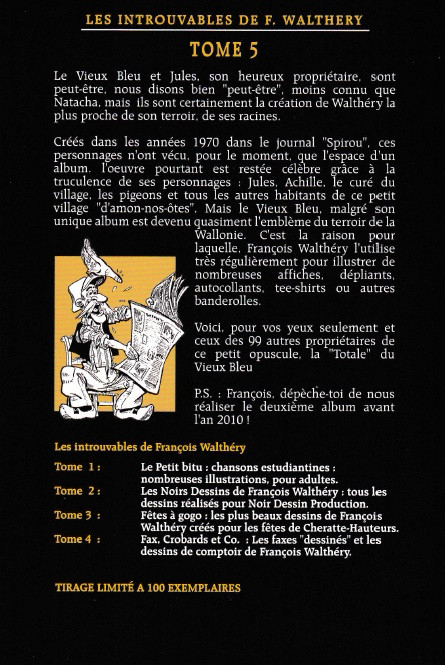 Verso de l'album Les Introuvables de F. Walthéry Tome 5