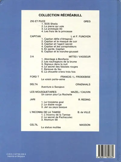 Verso de l'album Les aventures des 3 A Tome 8 La chouette criera trois fois