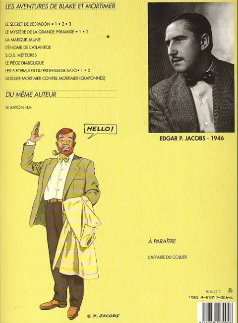 Verso de l'album Blake et Mortimer Tome 3 Le Secret de l'Espadon