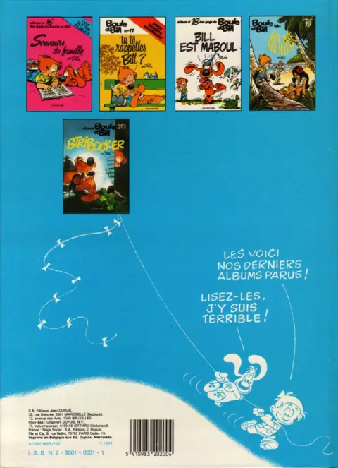 Verso de l'album Boule & Bill Tome 2 60 gags de Boule et Bill