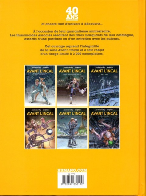 Verso de l'album Avant l'Incal