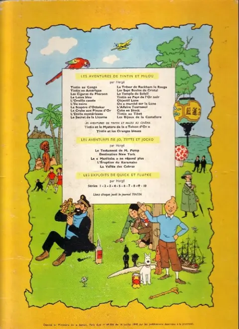 Verso de l'album Les Aventures de Jo, Zette et Jocko Tome 5 La vallée des cobras