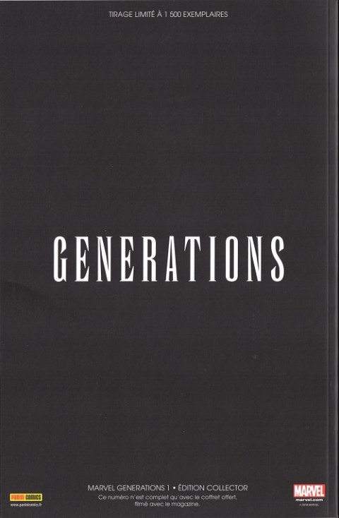Verso de l'album Marvel Generations 1/4