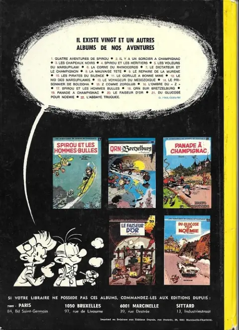 Verso de l'album Spirou et Fantasio Tome 5 Les voleurs du Marsupilami