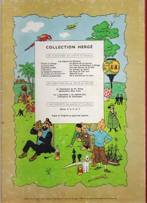 Verso de l'album Tintin Tome 9 Le crabe aux pinces d'or