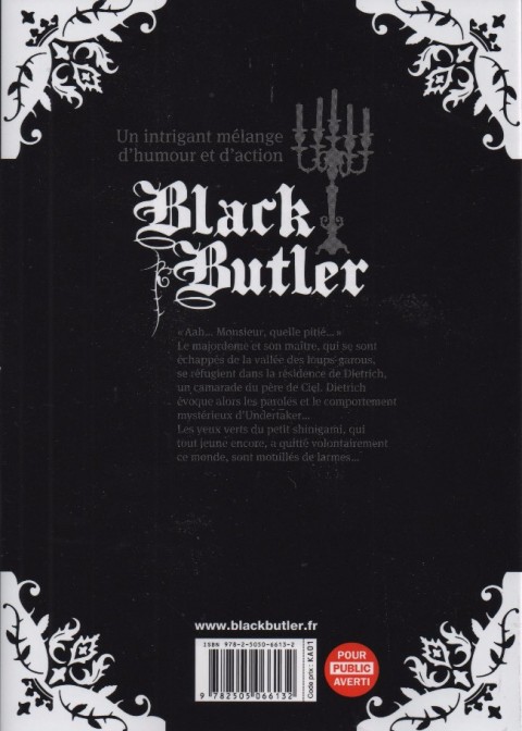 Verso de l'album Black Butler 22 Black Diver