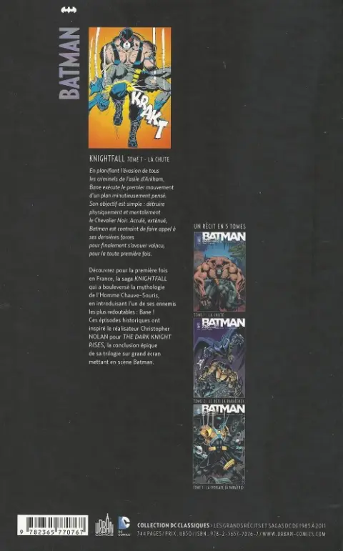 Verso de l'album Batman : Knightfall Tome 1 La chute