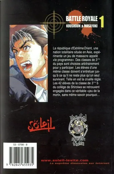 Verso de l'album Battle Royale 1 Le pire jeu jamais inventé