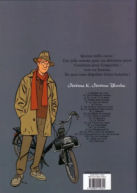 Verso de l'album Jérôme K. Jérôme Bloche Tome 19 Un chien dans un jeu de quilles