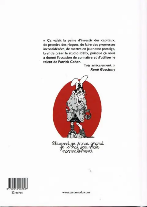 Verso de l'album Journal d'un animateur aux studios Idéfix