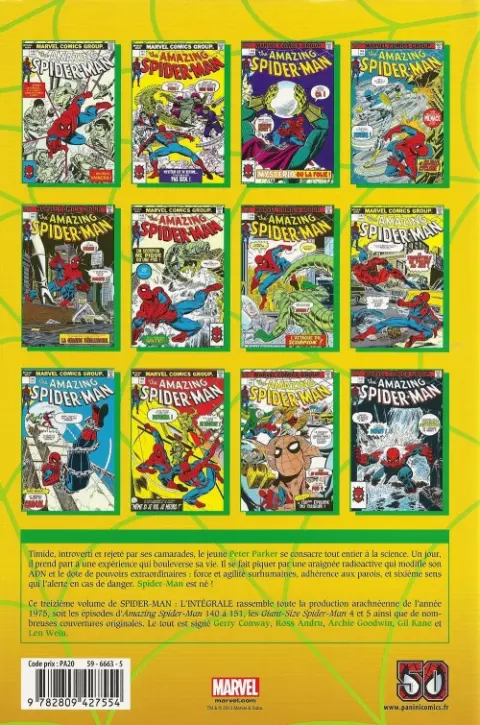Verso de l'album Spider-Man - L'Intégrale Tome 13 1975