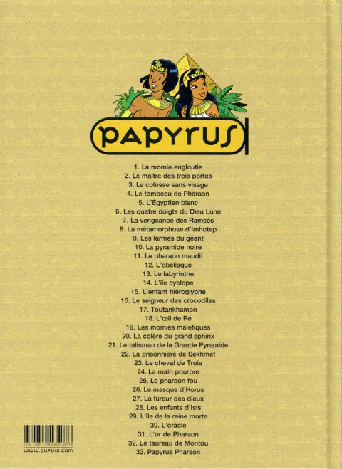 Verso de l'album Papyrus Tome 27 La fureur des dieux