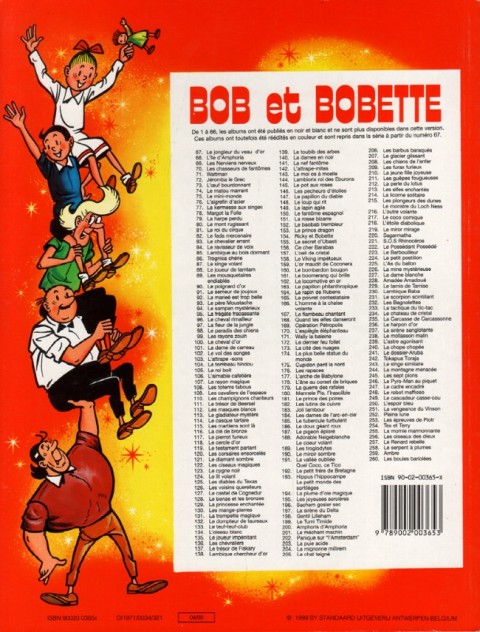 Verso de l'album Bob et Bobette Tome 115 Les Martiens sont là