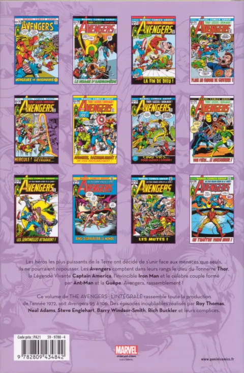 Verso de l'album The Avengers - L'intégrale Tome 9 1972