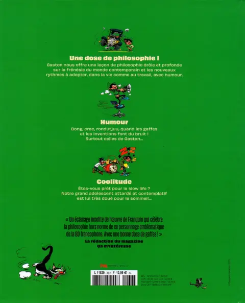 Verso de l'album Gaston Une dose de philo, d'humour et de coolitude !