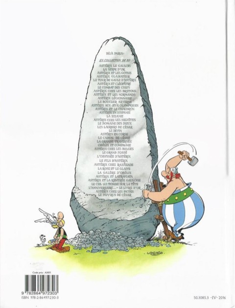 Verso de l'album Astérix Tome 34 L'Anniversaire d'Astérix & Obélix - Le livre d'Or