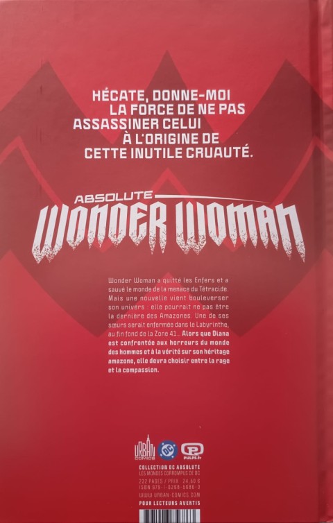 Verso de l'album Absolute Wonder Woman Tome 2 Le Labyrinthe