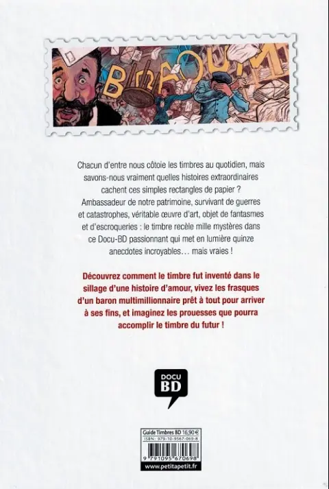 Verso de l'album Histoires incroyables du timbre en BD Histoires incroyables du timbre en DB
