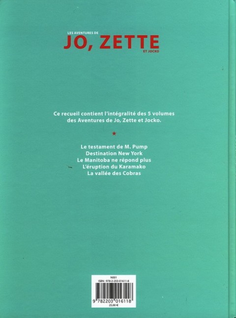 Verso de l'album Les Aventures de Jo, Zette et Jocko