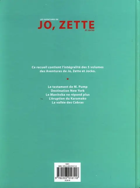 Verso de l'album Les Aventures de Jo, Zette et Jocko