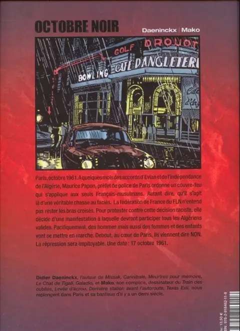Verso de l'album Octobre noir