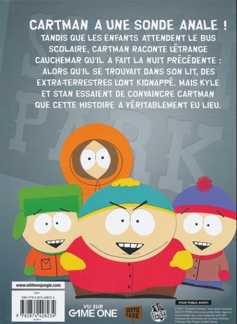 Verso de l'album South park Tome 2 Cartman a une sonde anale