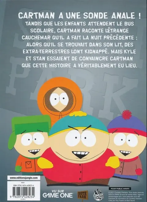 Verso de l'album South park Tome 2 Cartman a une sonde anale