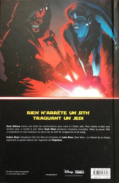 Verso de l'album Star Wars - Dark Maul Soif de sang