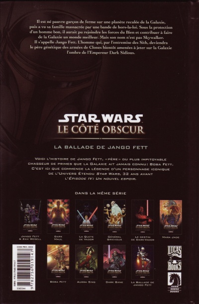 Verso de l'album Star Wars - Le côté obscur Tome 10 La Ballade de Jango Fett