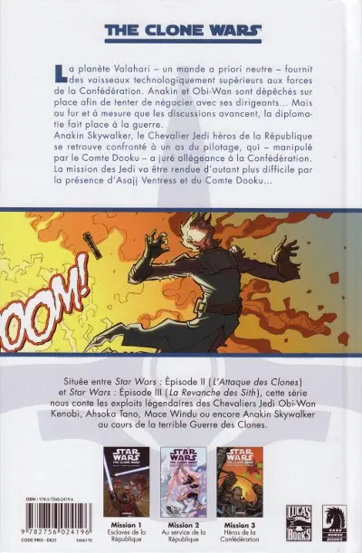 Verso de l'album Star Wars - The Clone Wars Mission 3 Héros de la Confédération
