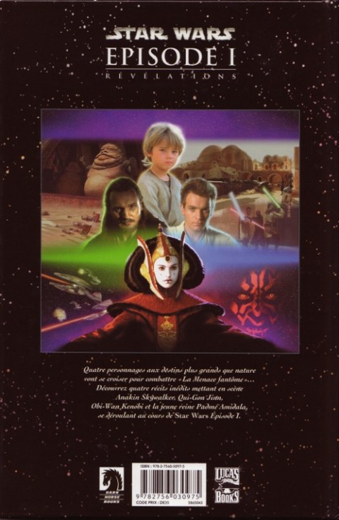 Verso de l'album Star Wars Épisode 1 Tome 1 Révélations