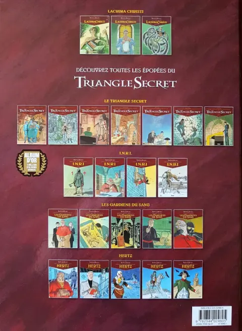 Verso de l'album Le Triangle secret - Lacrima Christi Tome IV Le message du passé