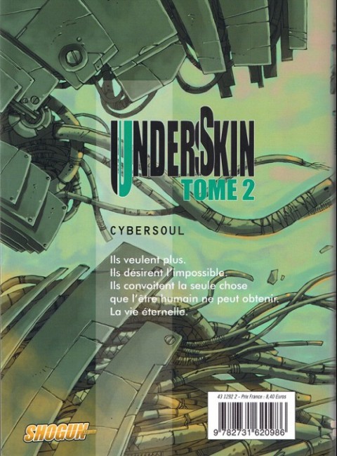 Verso de l'album Underskin Tome 2 Cybersoul