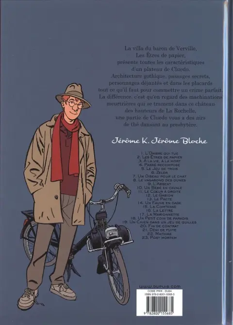 Verso de l'album Jérôme K. Jérôme Bloche Tome 2 Les êtres de papier