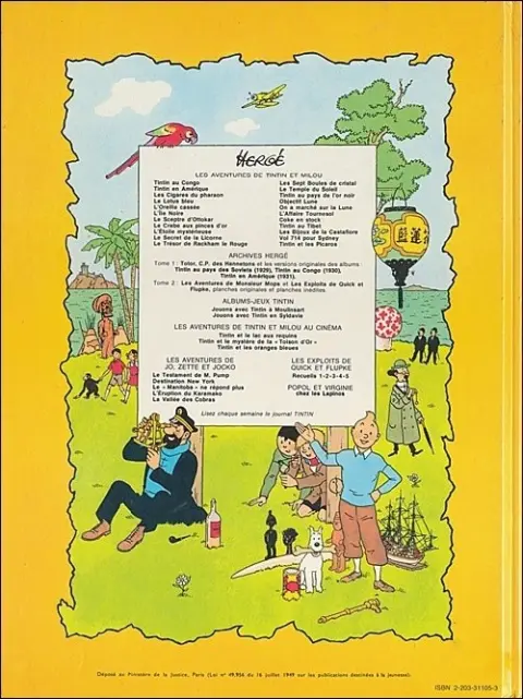 Verso de l'album Les Aventures de Jo, Zette et Jocko Tome 5 La vallée des cobras
