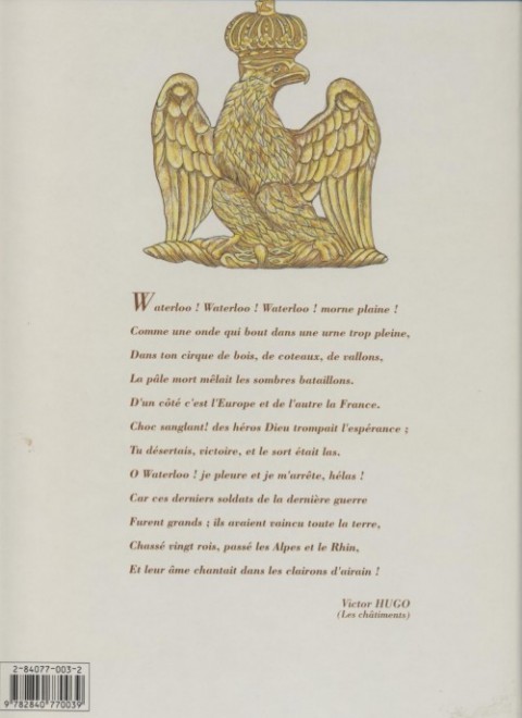 Verso de l'album Napoléon Tome 1 La chute de l'Aigle