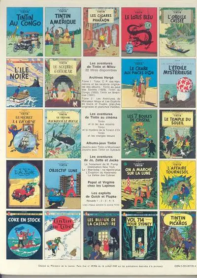 Verso de l'album Tintin Tome 6 L'oreille cassée