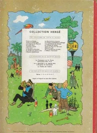 Verso de l'album Tintin Tome 9 Le crabe aux pinces d'or