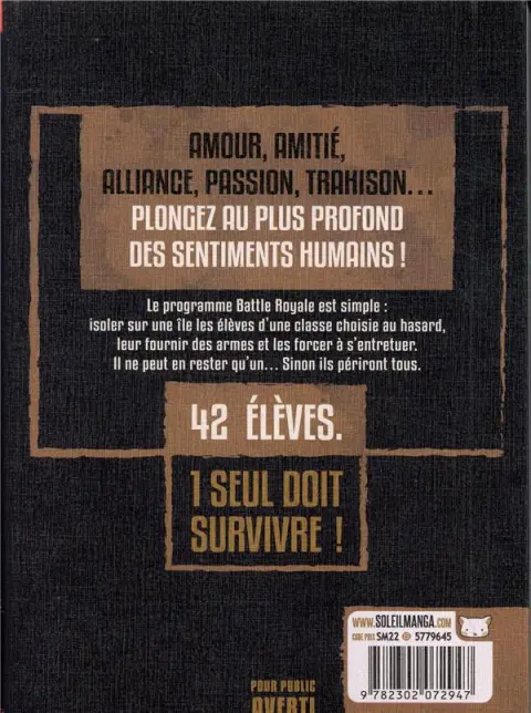 Verso de l'album Battle Royale Ultimate Edition 3
