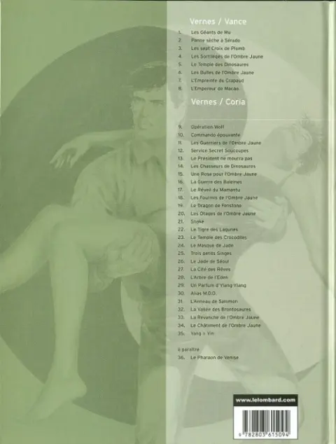 Verso de l'album Bob Morane Tome 54 Yang = Yin