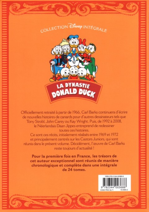 Verso de l'album La Dynastie Donald Duck Tome 17 24 heures pour survivre ! et autres histoires (1969 - 2008)