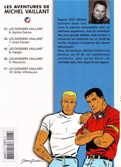 Verso de l'album Michel Vaillant La Collection Tome 93 Ayrton Senna le feu sacré