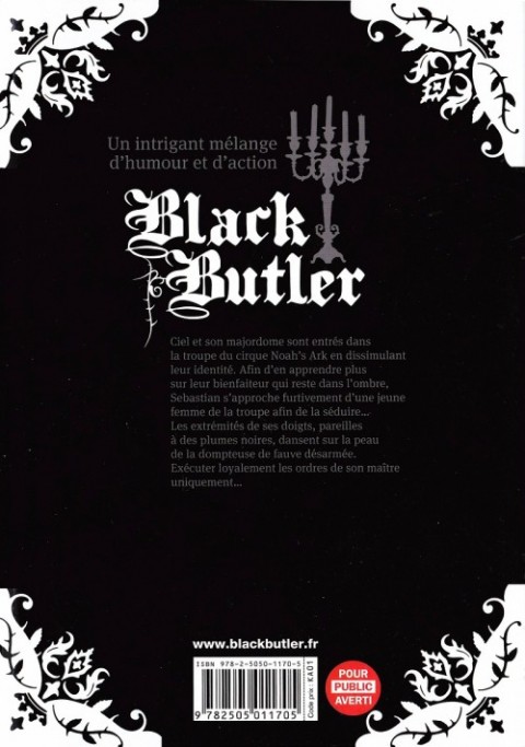 Verso de l'album Black Butler 7 Black Dancer