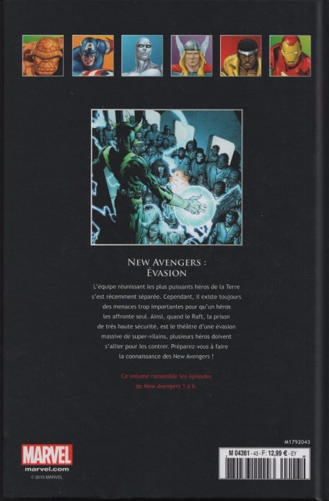 Verso de l'album Marvel Comics - La collection de référence Tome 43 New Avengers - Évasion